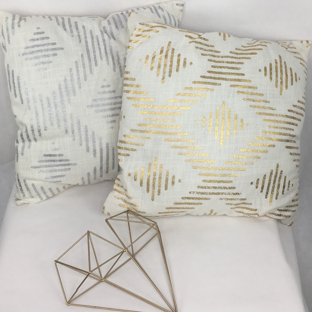Silver & Gold Painted Fabric Accent Pillows